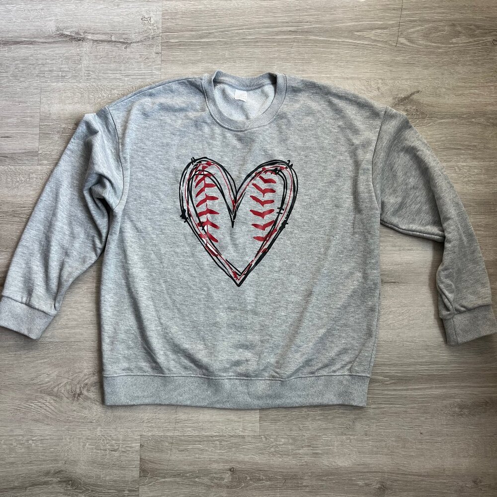 Baseball Love Sweat Shirt Sz-L Grey